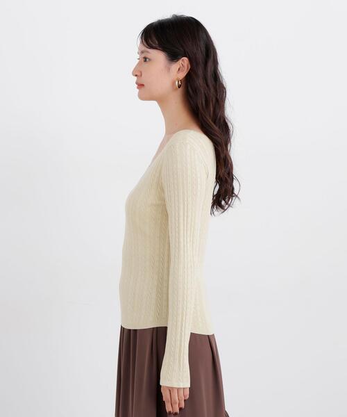 N.(N. Natural Beauty Basic)(エヌエヌナチュラルビューティーベーシック)の「アイレットニット(ニット/セーター・レディース・オフホワイト/イエロー/ブラック・フリ-)」の6枚目の写真