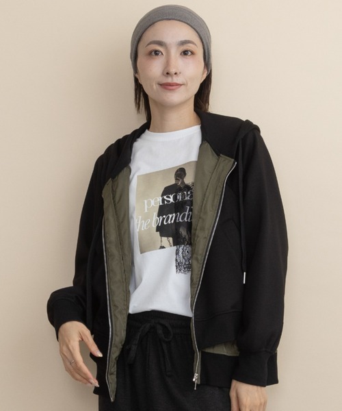 lodie(ロディ)の「ダンボールニット レイヤードパーカ(その他アウター・レディース・チャコールグレー/モカ/ブラック・FREE)」の4枚目の写真