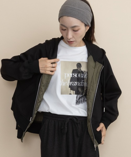 lodie(ロディ)の「ダンボールニット レイヤードパーカ(その他アウター・レディース・チャコールグレー/モカ/ブラック・FREE)」の5枚目の写真