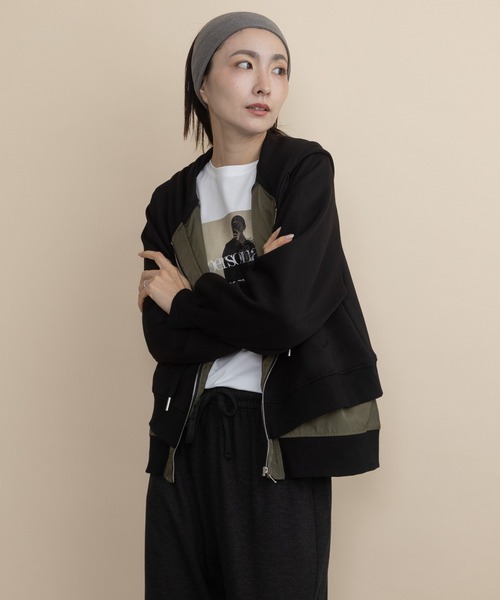 lodie(ロディ)の「ダンボールニット レイヤードパーカ(その他アウター・レディース・チャコールグレー/モカ/ブラック・FREE)」の7枚目の写真