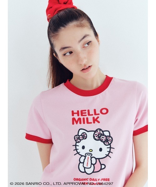 sanrio house(サンリオハウス)の「HELLOMILK Tシャツ(Tシャツ/カットソー・レディース・ピンク/ホワイト・M/S)」の8枚目の写真