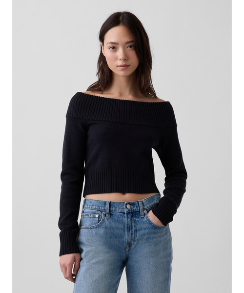GAP(ギャップ)の「クロップド オフショルダーセーター(ニット/セーター・レディース・ホワイト/ヘザーグレー/ブラック・XL/L/M/S/XS/XXS)」の3枚目の写真