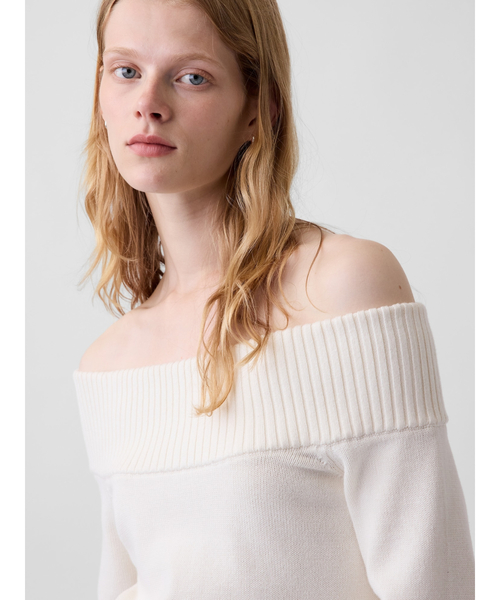 GAP(ギャップ)の「クロップド オフショルダーセーター(ニット/セーター・レディース・ホワイト/ヘザーグレー/ブラック・XL/L/M/S/XS/XXS)」の9枚目の写真
