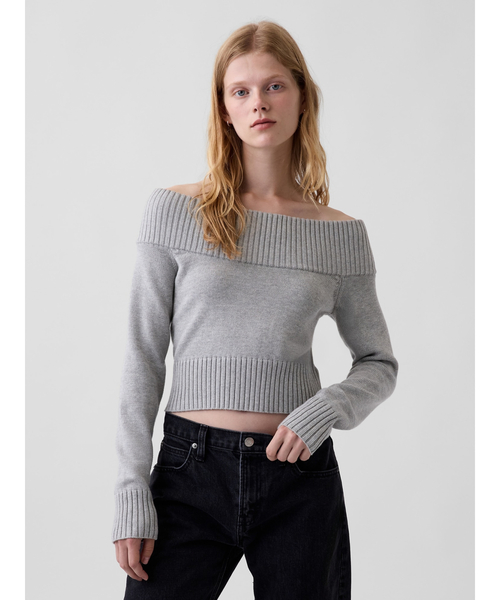 GAP(ギャップ)の「クロップド オフショルダーセーター(ニット/セーター・レディース・ホワイト/ヘザーグレー/ブラック・XL/L/M/S/XS/XXS)」の4枚目の写真