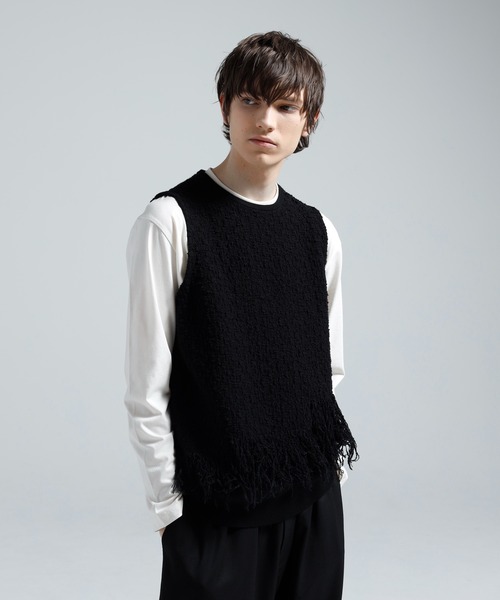 Y-3(ワイスリー)の「Y-3 KNITTED 3 STRIPES FRINGY VEST(ニット/セーター・メンズ・ブラック×グレー・XX-SMALL/X-SMALL/SMALL/MEDIUM/LARGE/X-LARGE)」の2枚目の写真