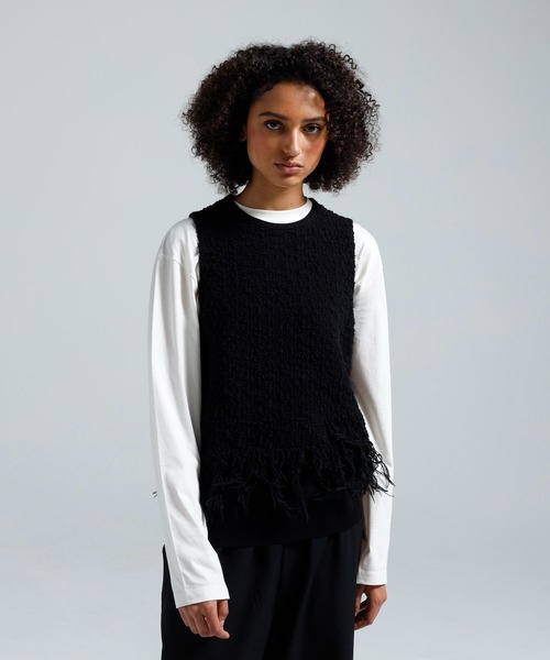 Y-3(ワイスリー)の「Y-3 KNITTED 3 STRIPES FRINGY VEST(ニット/セーター・メンズ・ブラック×グレー・XX-SMALL/X-SMALL/SMALL/MEDIUM/LARGE/X-LARGE)」の4枚目の写真