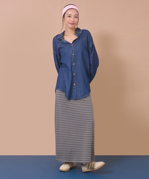 anap mimpi(アナップミンピ)の「オーバーサイズデニムシャツ(シャツ/ブラウス・レディース・インディゴブルー/ライトブルー・F)」の14枚目の写真