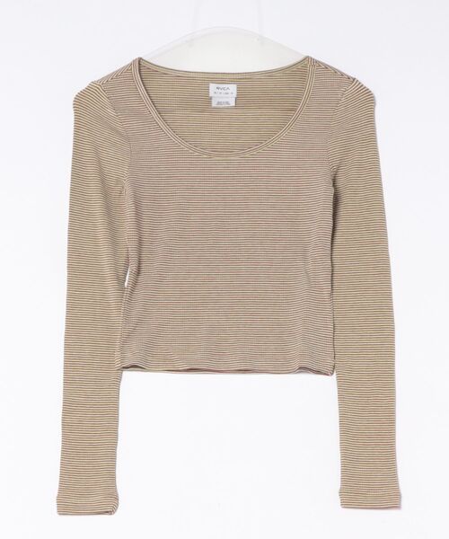 RVCA(ルーカ)の「RVCA ウィメンズ JUNGLE LS SCOOP NECK ロンT 【2026年秋冬モデル】/ルーカショート丈リブ長袖ロンT(Tシャツ/カットソー・レディース・カーキ・X-SMALL/SMALL/MEDIUM)」の2枚目の写真