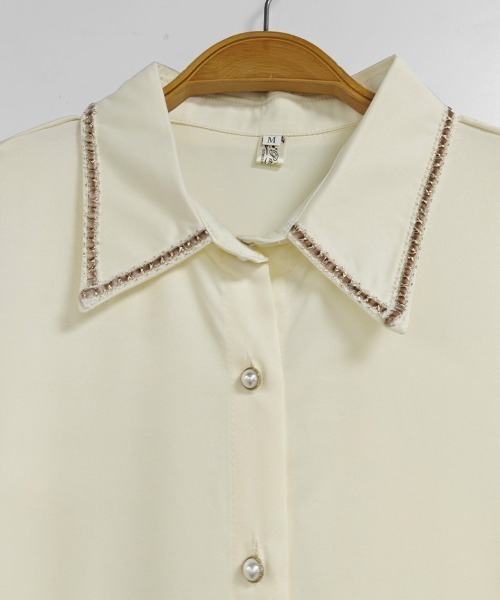ONEP STAR(ワンピスター)の「ステッチ襟長袖シャツブラウス(シャツ/ブラウス・レディース・ベージュ・MEDIUM/X-LARGE/LARGE)」の11枚目の写真