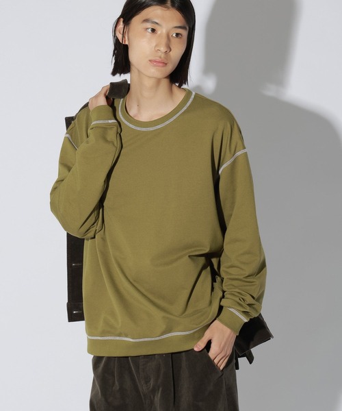 LAKOLE(ラコレ)の「ステッチミニ裏毛ロンT / 1068080(Tシャツ/カットソー・メンズ・ブラック/ホワイト/セージグリーン・MEDIUM/LARGE)」の3枚目の写真