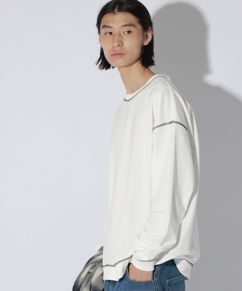 LAKOLE(ラコレ)の「ステッチミニ裏毛ロンT / 1068080(Tシャツ/カットソー・メンズ・ブラック/ホワイト/セージグリーン・MEDIUM/LARGE)」の5枚目の写真
