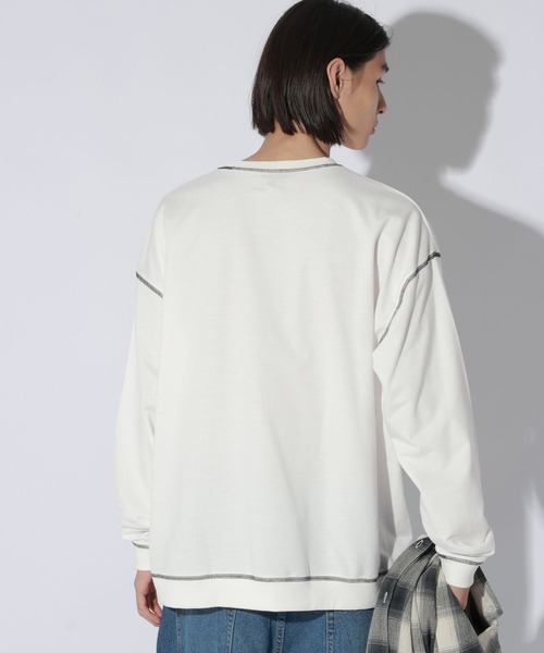 LAKOLE(ラコレ)の「ステッチミニ裏毛ロンT / 1068080(Tシャツ/カットソー・メンズ・ブラック/ホワイト/セージグリーン・MEDIUM/LARGE)」の6枚目の写真