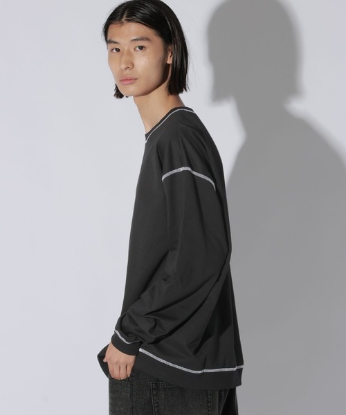 LAKOLE(ラコレ)の「ステッチミニ裏毛ロンT / 1068080(Tシャツ/カットソー・メンズ・ブラック/ホワイト/セージグリーン・MEDIUM/LARGE)」の8枚目の写真