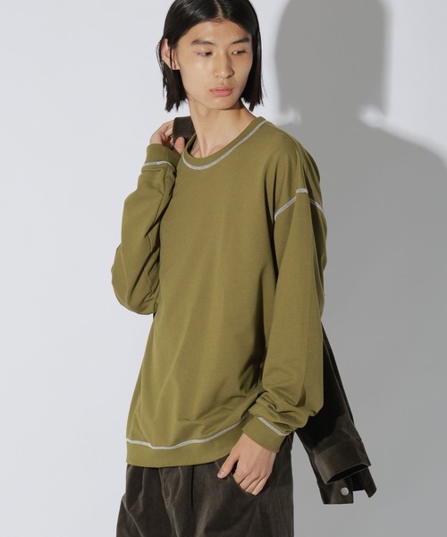 LAKOLE(ラコレ)の「ステッチミニ裏毛ロンT / 1068080(Tシャツ/カットソー・メンズ・ブラック/ホワイト/セージグリーン・MEDIUM/LARGE)」の14枚目の写真