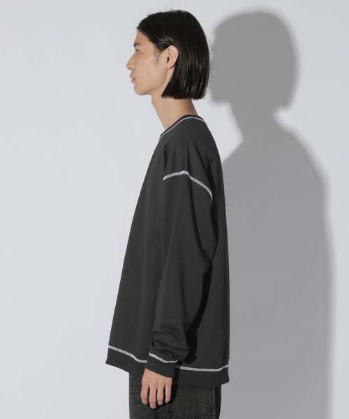 LAKOLE(ラコレ)の「ステッチミニ裏毛ロンT / 1068080(Tシャツ/カットソー・メンズ・ブラック/ホワイト/セージグリーン・MEDIUM/LARGE)」の16枚目の写真