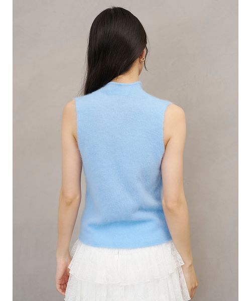 SNIDEL（スナイデル）の「【HIGH QUALITY】ウールミンクノースリプルオーバー（Tシャツ/カットソー・レディース・モカ/ホワイト/ライトブルー・F）」の14枚目の写真