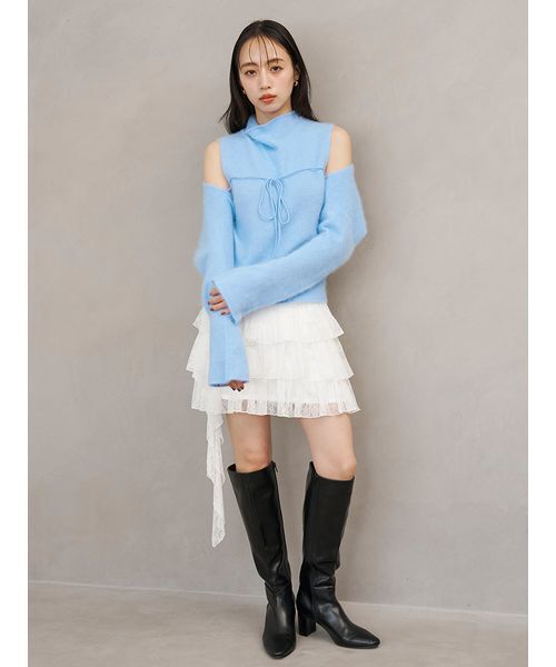 SNIDEL（スナイデル）の「【HIGH QUALITY】ウールミンクノースリプルオーバー（Tシャツ/カットソー・レディース・モカ/ホワイト/ライトブルー・F）」の17枚目の写真