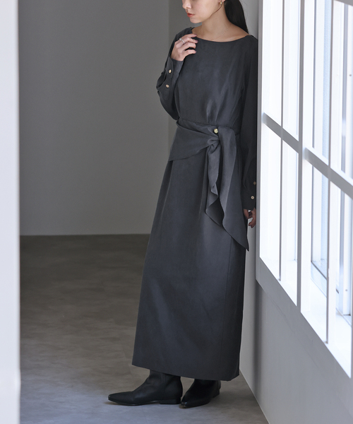 La TOTALITE（ラトータリテ）の「【洗える】ウエストラッフルワンピース（ワンピース・レディース・チャコールグレー/ネイビー・38/36）」の12枚目の写真