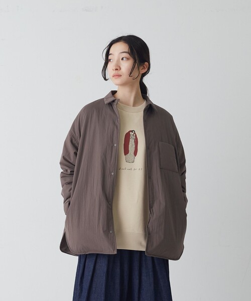 conges payes ADIEU TRISTESSE(コンジェ ペイエ アデュートリステス)の「中綿入りオーバーシャツ(その他アウター・レディース・ネイビー/ダークラベンダー/ブラウン・38)」の5枚目の写真