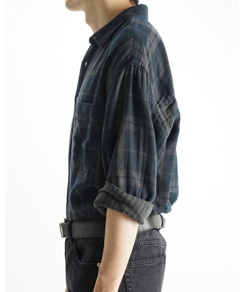 POKER FACE（ポーカーフェイス）の「REMAKE DYED DOUBLE FACE SHIRTS CHECK STRIPE (JAPAN FABRIC)（シャツ/ブラウス・メンズ・その他・44/46/48）」の5枚目の写真