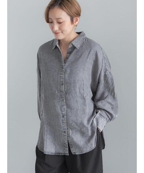 Te chichi(テチチ)の「ウォッシュデニムライクシャツ(シャツ/ブラウス・レディース・ブラック/ネイビー・F)」の3枚目の写真