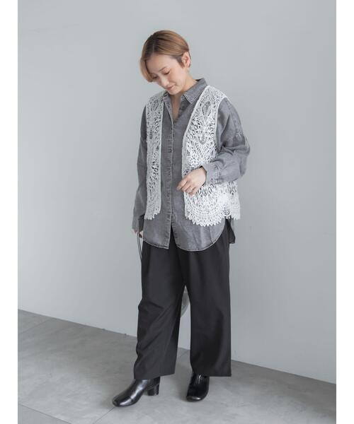 Te chichi(テチチ)の「ウォッシュデニムライクシャツ(シャツ/ブラウス・レディース・ブラック/ネイビー・F)」の5枚目の写真