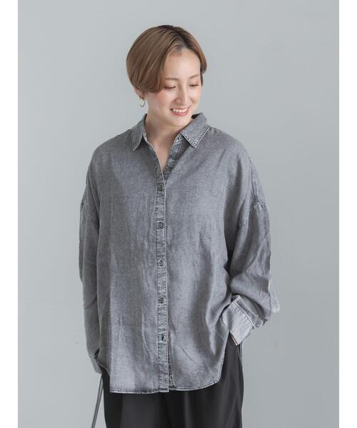 Te chichi(テチチ)の「ウォッシュデニムライクシャツ(シャツ/ブラウス・レディース・ブラック/ネイビー・F)」の6枚目の写真