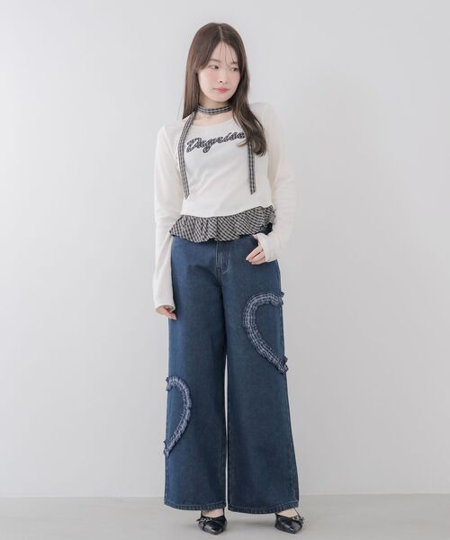 ems excite(エムズエキサイト)の「タイ付きパッチワークカットソー(Tシャツ/カットソー・レディース・ダークブルー/ライトグレー/ナチュラル・FREE)」の16枚目の写真