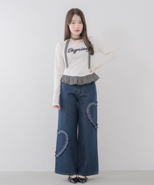 ems excite(エムズエキサイト)の「タイ付きパッチワークカットソー(Tシャツ/カットソー・レディース・ダークブルー/ライトグレー/ナチュラル・FREE)」の17枚目の写真