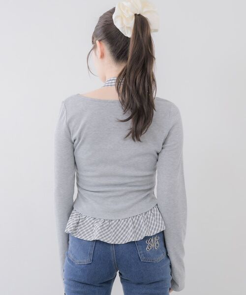 ems excite(エムズエキサイト)の「タイ付きパッチワークカットソー(Tシャツ/カットソー・レディース・ダークブルー/ライトグレー/ナチュラル・FREE)」の20枚目の写真