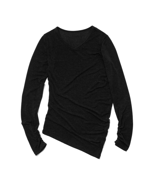 KIJIKO(キジコ)の「ke311. カーブドシアーTシャツ チャコール(Tシャツ/カットソー・レディース・その他・FREE)」の6枚目の写真