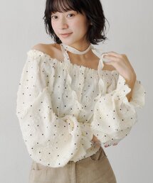 Kastane | 【WEB限定】フラワーチュール長袖パフトップス(シャツ/ブラウス)
