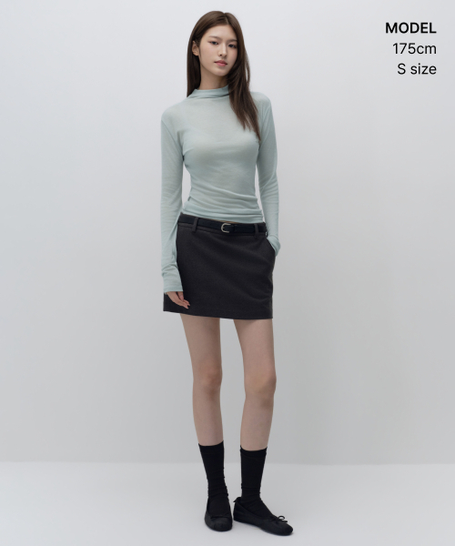 MUSINSA STANDARD WOMAN（ムシンサスタンダードウーマン）の「ウィメンズシアウールテンセルタートルネック長袖Tシャツ[ペイルミント]（Tシャツ/カットソー・レディース・その他・LARGE/X-SMALL/SMALL/MEDIUM）」の2枚目の写真