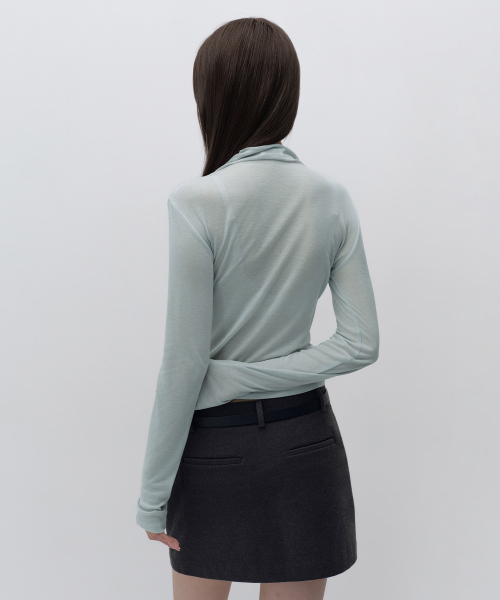 MUSINSA STANDARD WOMAN（ムシンサスタンダードウーマン）の「ウィメンズシアウールテンセルタートルネック長袖Tシャツ[ペイルミント]（Tシャツ/カットソー・レディース・その他・LARGE/X-SMALL/SMALL/MEDIUM）」の3枚目の写真