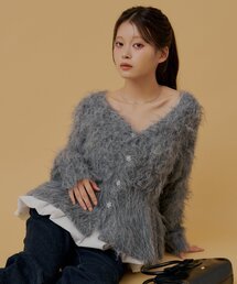 ビジューボタンペプラムニット+バルーンキャミセット