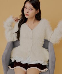 ビジューボタンペプラムニット+バルーンキャミセット