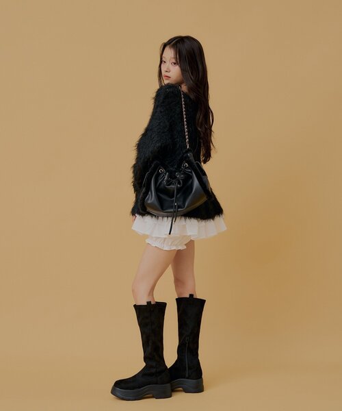 Chico(チコ)の「ビジューボタンペプラムニット+バルーンキャミセット(ニット/セーター・レディース・ブラック/アイボリー/ピンク/グレー・FREE)」の14枚目の写真