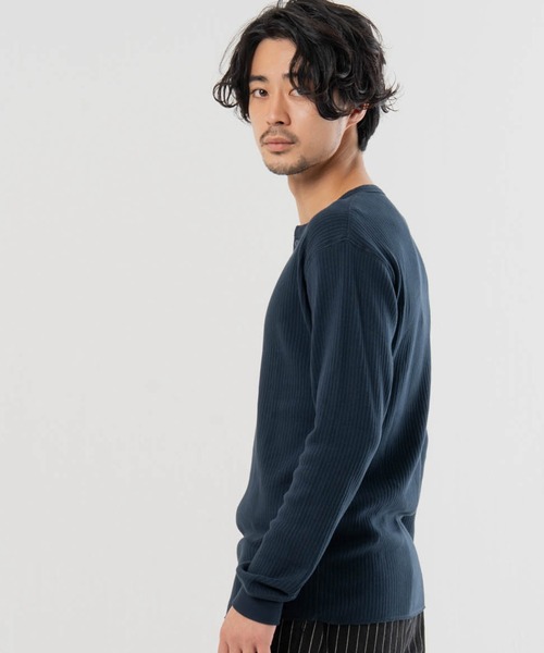 Schott(ショット)の「Schott- ARMY RIB HENLEY LSTEE(Tシャツ/カットソー・メンズ・ネイビー/ホワイト・M/XL/L)」の18枚目の写真