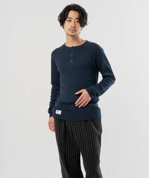 Schott(ショット)の「Schott- ARMY RIB HENLEY LSTEE(Tシャツ/カットソー・メンズ・ネイビー/ホワイト・M/XL/L)」の20枚目の写真