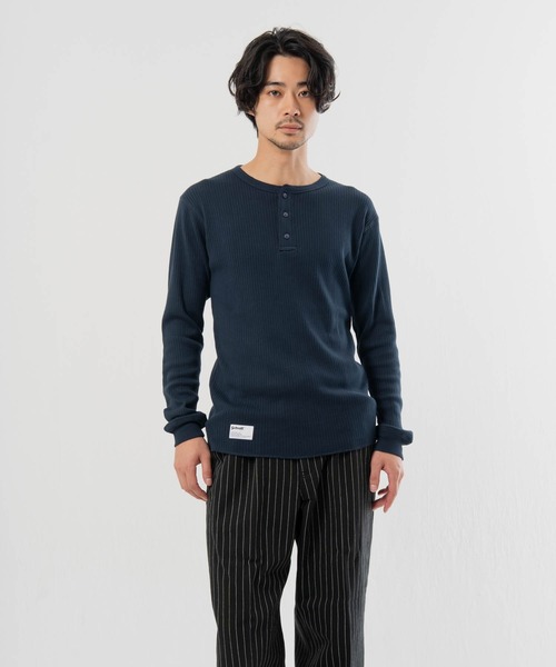Schott(ショット)の「Schott- ARMY RIB HENLEY LSTEE(Tシャツ/カットソー・メンズ・ネイビー/ホワイト・M/XL/L)」の21枚目の写真