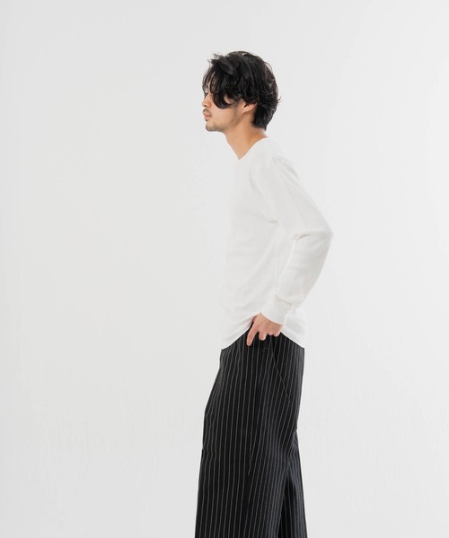 Schott(ショット)の「Schott- ARMY RIB HENLEY LSTEE(Tシャツ/カットソー・メンズ・ネイビー/ホワイト・M/XL/L)」の6枚目の写真