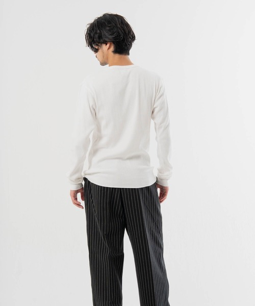 Schott(ショット)の「Schott- ARMY RIB HENLEY LSTEE(Tシャツ/カットソー・メンズ・ネイビー/ホワイト・M/XL/L)」の8枚目の写真