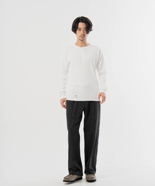 Schott(ショット)の「Schott- ARMY RIB HENLEY LSTEE(Tシャツ/カットソー・メンズ・ネイビー/ホワイト・M/XL/L)」の9枚目の写真