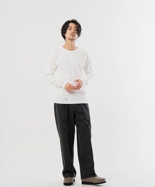 Schott(ショット)の「Schott- ARMY RIB HENLEY LSTEE(Tシャツ/カットソー・メンズ・ネイビー/ホワイト・M/XL/L)」の10枚目の写真