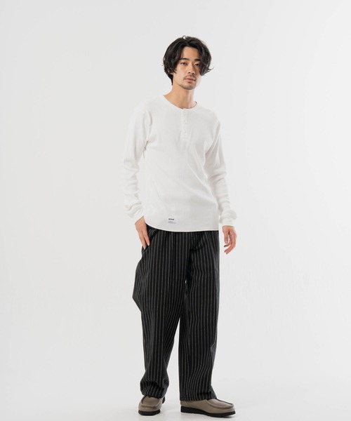 Schott(ショット)の「Schott- ARMY RIB HENLEY LSTEE(Tシャツ/カットソー・メンズ・ネイビー/ホワイト・M/XL/L)」の11枚目の写真