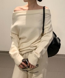 FLINEA（フリネア）の「ニットオフショル長袖トップス&ワイドパンツセットアップ（セットアップ）」