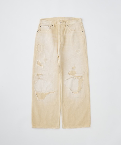 ADAM PATEK(アダムパテック)の「ADAMPATEK/repaired trace selvedge washed denim/ヴィンテージリメイクデニム/AP2628008(デニムパンツ・レディース・ホワイト/ブルー・1/3/2)」の3枚目の写真