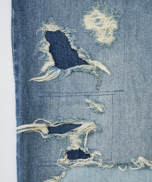 ADAM PATEK(アダムパテック)の「ADAMPATEK/repaired trace selvedge washed denim/ヴィンテージリメイクデニム/AP2628008(デニムパンツ・レディース・ホワイト/ブルー・1/3/2)」の11枚目の写真