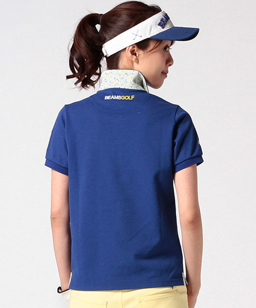 BEAMS GOLF フォトプリント 青空ポロシャツ ホワイトグリーンブルー S