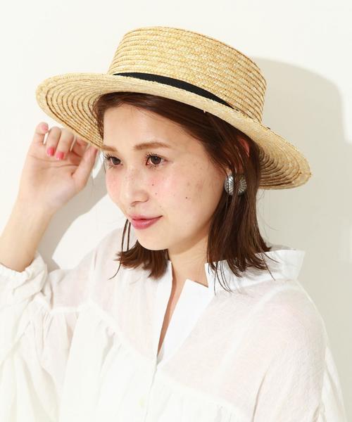 Another Edition(アナザーエディション)の「ブレードリボンカンカン帽/AEBFC BRAID RBN カンカン◆(ハット・レディース・オフホワイト/ナチュラル・FREE)」の2枚目の写真